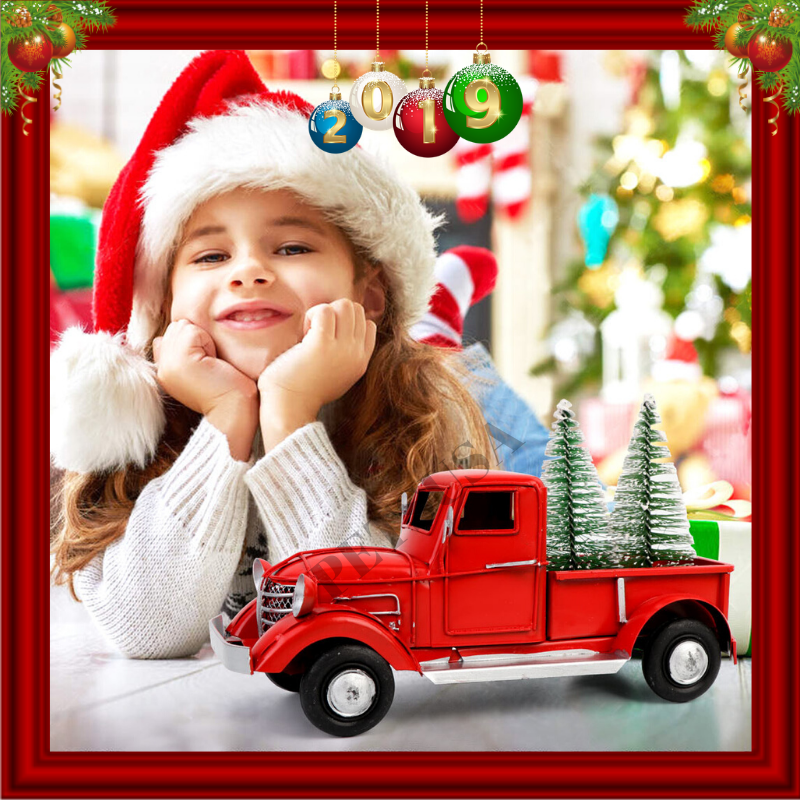 metal truck with christmas tree